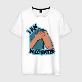 Мужская футболка хлопок с принтом Я вакцинирован в Петрозаводске, 100% хлопок | прямой крой, круглый вырез горловины, длина до линии бедер, слегка спущенное плечо. | вакцина | вирус | иллюстрация | ковид | прививка