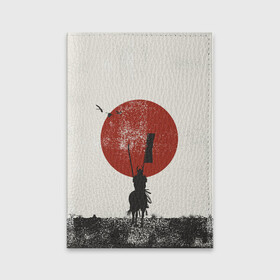 Обложка для паспорта матовая кожа с принтом Самурай на коне в Петрозаводске, натуральная матовая кожа | размер 19,3 х 13,7 см; прозрачные пластиковые крепления | Тематика изображения на принте: samurai | буси | воин | конь | самурай | философия | япония