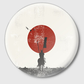 Значок с принтом Самурай на коне в Петрозаводске,  металл | круглая форма, металлическая застежка в виде булавки | Тематика изображения на принте: samurai | буси | воин | конь | самурай | философия | япония