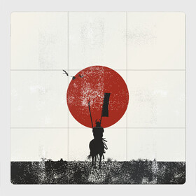 Магнитный плакат 3Х3 с принтом Самурай на коне в Петрозаводске, Полимерный материал с магнитным слоем | 9 деталей размером 9*9 см | samurai | буси | воин | конь | самурай | философия | япония