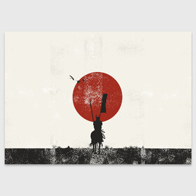 Поздравительная открытка с принтом Самурай на коне в Петрозаводске, 100% бумага | плотность бумаги 280 г/м2, матовая, на обратной стороне линовка и место для марки
 | Тематика изображения на принте: samurai | буси | воин | конь | самурай | философия | япония