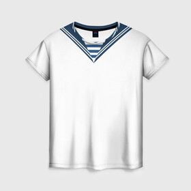 Женская футболка 3D с принтом Матроска парадная ВМФ в Петрозаводске, 100% полиэфир ( синтетическое хлопкоподобное полотно) | прямой крой, круглый вырез горловины, длина до линии бедер | вмф | военная форма | день флота | матроска