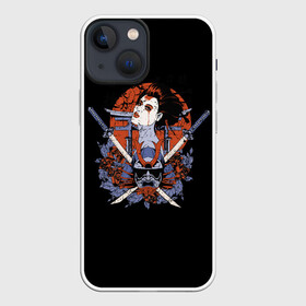 Чехол для iPhone 13 mini с принтом ГеЙша и СамураЙ в Петрозаводске,  |  | девушка | самурай | япония