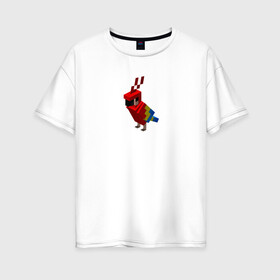 Женская футболка хлопок Oversize с принтом Попугай | Parrot в Петрозаводске, 100% хлопок | свободный крой, круглый ворот, спущенный рукав, длина до линии бедер
 | minecraft | красный | крылатая | попугай | птица