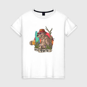 Женская футболка хлопок с принтом Lets Party в Петрозаводске, 100% хлопок | прямой крой, круглый вырез горловины, длина до линии бедер, слегка спущенное плечо | bear | вечеринка | иллюстрация | отдых | туристические