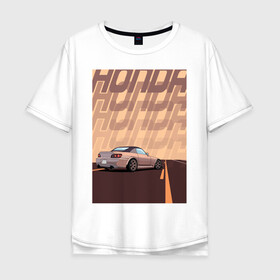 Мужская футболка хлопок Oversize с принтом Honda в Петрозаводске, 100% хлопок | свободный крой, круглый ворот, “спинка” длиннее передней части | honda | jdm | s2000 | stance | type v | автомобили | ждм | машины | стенс | хонда