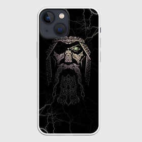 Чехол для iPhone 13 mini с принтом Odin в Петрозаводске,  |  | odin | odinn | see you in valhalla | бог один | вальхала | вальхалла | викинг | викинги | всеотец | до встречи в вальхалле | кельт | кельтский узор | лик | лицо одина | один | перун | символ | символ викингов