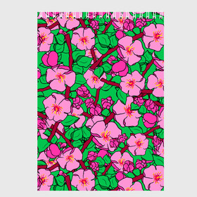 Скетчбук с принтом Цветы Сакуры, Sakura в Петрозаводске, 100% бумага
 | 48 листов, плотность листов — 100 г/м2, плотность картонной обложки — 250 г/м2. Листы скреплены сверху удобной пружинной спиралью | cherry | flowers | japan | pink | sakura | summer | азия | бутоны | вишня | девушкам | деревья | лепестки | лето | листья | нарисованные цветы | природа | розовые цветы | сад | сакура | сакура вишня | сакура цветок