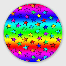 Коврик для мышки круглый с принтом Радужные звезды в Петрозаводске, резина и полиэстер | круглая форма, изображение наносится на всю лицевую часть | baby | children | girl | gradient | kids | neon | rainbow | space | stars | градиент | девчачие | девчачье | детские | детский рисунок | звездочки | звезды | космос | красочные | малышам | неоновые | ночные | радуга | разноцветные