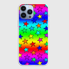 Чехол для iPhone 13 Pro Max с принтом Радужные звезды в Петрозаводске,  |  | baby | children | girl | gradient | kids | neon | rainbow | space | stars | градиент | девчачие | девчачье | детские | детский рисунок | звездочки | звезды | космос | красочные | малышам | неоновые | ночные | радуга | разноцветные