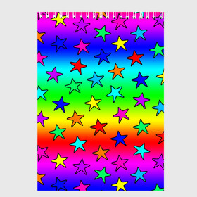 Скетчбук с принтом Радужные звезды в Петрозаводске, 100% бумага
 | 48 листов, плотность листов — 100 г/м2, плотность картонной обложки — 250 г/м2. Листы скреплены сверху удобной пружинной спиралью | Тематика изображения на принте: baby | children | girl | gradient | kids | neon | rainbow | space | stars | градиент | девчачие | девчачье | детские | детский рисунок | звездочки | звезды | космос | красочные | малышам | неоновые | ночные | радуга | разноцветные