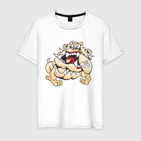Мужская футболка хлопок с принтом Злая собака в Петрозаводске, 100% хлопок | прямой крой, круглый вырез горловины, длина до линии бедер, слегка спущенное плечо. | dog | бульдог | злой | пес | псина | собака | собачка | сторожевой пес