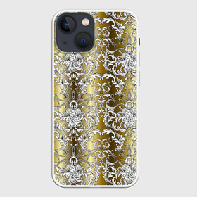 Чехол для iPhone 13 mini с принтом gold  white в Петрозаводске,  |  | versace | абстракция | версаче | золотые узоры | паттерн | текстуры | узоры