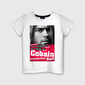 Детская футболка хлопок с принтом In memory of Kurt Cobain в Петрозаводске, 100% хлопок | круглый вырез горловины, полуприлегающий силуэт, длина до линии бедер | Тематика изображения на принте: cobain | grunge | kurt | kurt cobain | nirvana | грандж | кобейн | курт | курт кобейн | нирвана | рок