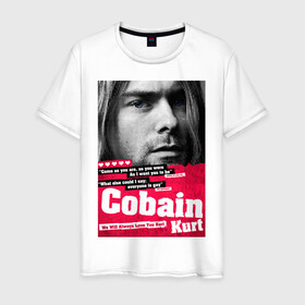 Мужская футболка хлопок с принтом In memory of Kurt Cobain в Петрозаводске, 100% хлопок | прямой крой, круглый вырез горловины, длина до линии бедер, слегка спущенное плечо. | Тематика изображения на принте: cobain | grunge | kurt | kurt cobain | nirvana | грандж | кобейн | курт | курт кобейн | нирвана | рок