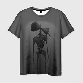 Мужская футболка 3D с принтом СИРЕНОГОЛОВЫЙ GRAY в Петрозаводске, 100% полиэфир | прямой крой, круглый вырез горловины, длина до линии бедер | siren head | игра | монстр | сиреноголовый | существо | хоррор