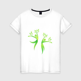 Женская футболка хлопок с принтом Мы вместе в Петрозаводске, 100% хлопок | прямой крой, круглый вырез горловины, длина до линии бедер, слегка спущенное плечо | гармония | гармония с природой | дерево | люди | планета | растения | чистая планета | экология