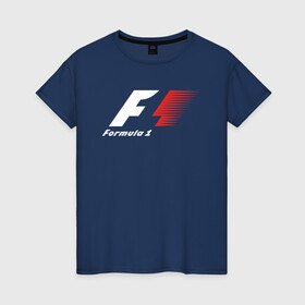 Женская футболка хлопок с принтом Formula 1 в Петрозаводске, 100% хлопок | прямой крой, круглый вырез горловины, длина до линии бедер, слегка спущенное плечо | f1 | formula 1 | racing | болиды | гонки | логотип | старый логотип | формула 1