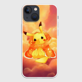 Чехол для iPhone 13 mini с принтом Пикачу на облачках в Петрозаводске,  |  | anime | picachu | pikachu | аниме | милый | пика | пикачу | покебол | покемон