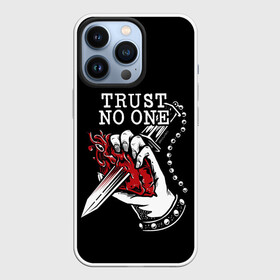 Чехол для iPhone 13 Pro с принтом TRUST NO ONE в Петрозаводске,  |  | heart | knife | no | one | text | trust | word | жизнь | кровь | надписи | не верь | никому | нож | рана | сердце | слова | текст