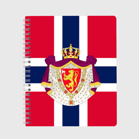 Тетрадь с принтом Норвегия | Флаг и герб Норвегии в Петрозаводске, 100% бумага | 48 листов, плотность листов — 60 г/м2, плотность картонной обложки — 250 г/м2. Листы скреплены сбоку удобной пружинной спиралью. Уголки страниц и обложки скругленные. Цвет линий — светло-серый
 | герб | герб норвегии | корона | красный | лев | линии | норвегии | норвегия | синий | топор | флаг | флаг норвегии | щит