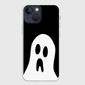 Чехол для iPhone 13 mini с принтом Привидение в Петрозаводске,  |  | белый призрак | минимализм | привидение | призрак | рисунок | сверхъестественное