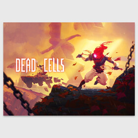 Поздравительная открытка с принтом Dead Cells ГГ в Петрозаводске, 100% бумага | плотность бумаги 280 г/м2, матовая, на обратной стороне линовка и место для марки
 | cell | cells | dead | dead cells | game | gamer | games | metroidvania | roguelike | игра | игры