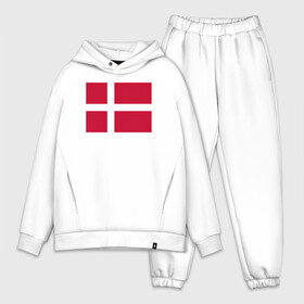 Мужской костюм хлопок OVERSIZE с принтом Дания | Флаг Дании в Петрозаводске,  |  | белый | герб | дании | дания | красный | линии | флаг