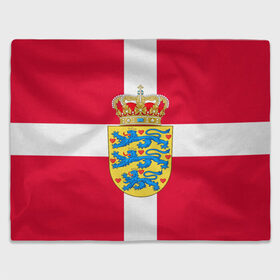 Плед 3D с принтом Дания | Герб и флаг Дании в Петрозаводске, 100% полиэстер | закругленные углы, все края обработаны. Ткань не мнется и не растягивается | герб | дании | дания | корона | лев | львы | сердца | сердце | флаг | щит