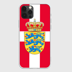 Чехол для iPhone 12 Pro с принтом Дания | Герб и флаг Дании в Петрозаводске, силикон | область печати: задняя сторона чехла, без боковых панелей | герб | дании | дания | корона | лев | львы | сердца | сердце | флаг | щит