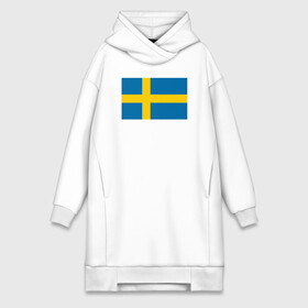 Платье-худи хлопок с принтом Швеция | Флаг Швеции в Петрозаводске,  |  | герб | желтый | знак | линии | прямоугольник | символика | синий | флаг | швеции | швеция