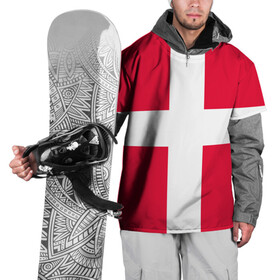 Накидка на куртку 3D с принтом Дания | Флаг Дании в Петрозаводске, 100% полиэстер |  | белый | герб | государство | дании | дания | знак | красный | крест | линии | символика | страна | флаг