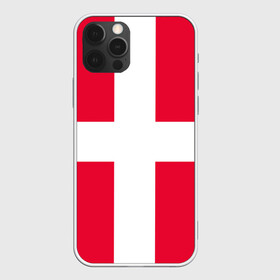 Чехол для iPhone 12 Pro с принтом Дания | Флаг Дании в Петрозаводске, силикон | область печати: задняя сторона чехла, без боковых панелей | белый | герб | государство | дании | дания | знак | красный | крест | линии | символика | страна | флаг