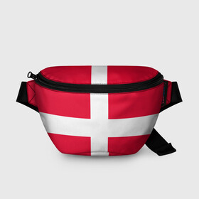 Поясная сумка 3D с принтом Дания | Флаг Дании в Петрозаводске, 100% полиэстер | плотная ткань, ремень с регулируемой длиной, внутри несколько карманов для мелочей, основное отделение и карман с обратной стороны сумки застегиваются на молнию | белый | герб | государство | дании | дания | знак | красный | крест | линии | символика | страна | флаг
