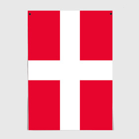 Постер с принтом Дания | Флаг Дании в Петрозаводске, 100% бумага
 | бумага, плотность 150 мг. Матовая, но за счет высокого коэффициента гладкости имеет небольшой блеск и дает на свету блики, но в отличии от глянцевой бумаги не покрыта лаком | белый | герб | государство | дании | дания | знак | красный | крест | линии | символика | страна | флаг