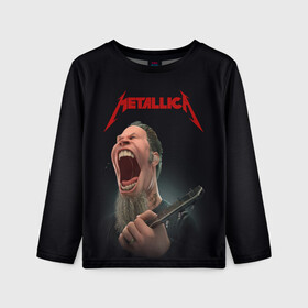 Детский лонгслив 3D с принтом James Alan Hetfield | METALLICA (Z) в Петрозаводске, 100% полиэстер | длинные рукава, круглый вырез горловины, полуприлегающий силуэт
 | Тематика изображения на принте: james alan hetfield | kurt kobein | metallica | rock | джеймс хэтфилд | курт кобейн | металика | металлика | рок | супер звезда