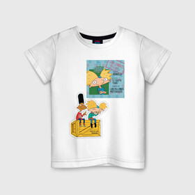 Детская футболка хлопок с принтом HEY ARNOLD! II в Петрозаводске, 100% хлопок | круглый вырез горловины, полуприлегающий силуэт, длина до линии бедер | Тематика изображения на принте: animation | kids | school | мультфильмы | приключения | школа