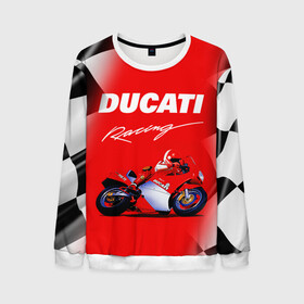 Мужской свитшот 3D с принтом DUCATI / ДУКАТИ / RACING в Петрозаводске, 100% полиэстер с мягким внутренним слоем | круглый вырез горловины, мягкая резинка на манжетах и поясе, свободная посадка по фигуре | ducati | motorcycle | motosport | racing | speed | sport | байк. | гонки | двигатель | дукати | мото | мотокросс | мотоспорт | мототриал | мотоцикл | скорость | спорт