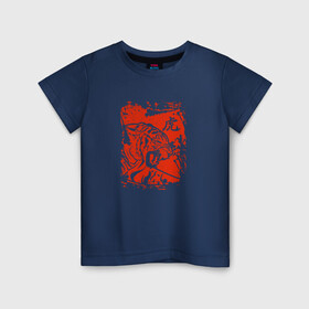 Детская футболка хлопок с принтом Tiger Japanese style в Петрозаводске, 100% хлопок | круглый вырез горловины, полуприлегающий силуэт, длина до линии бедер | tiger | животные | звери | злой | кошка | оскал | тигр | хищник