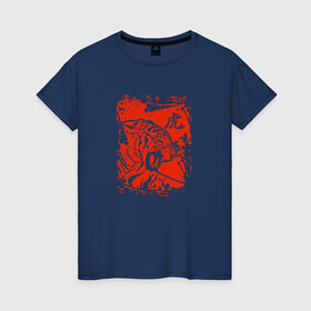 Женская футболка хлопок с принтом Tiger Japanese style в Петрозаводске, 100% хлопок | прямой крой, круглый вырез горловины, длина до линии бедер, слегка спущенное плечо | tiger | животные | звери | злой | кошка | оскал | тигр | хищник