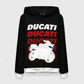 Женская толстовка 3D с принтом DUCATI / ДУКАТИ / SPORT в Петрозаводске, 100% полиэстер  | двухслойный капюшон со шнурком для регулировки, мягкие манжеты на рукавах и по низу толстовки, спереди карман-кенгуру с мягким внутренним слоем. | ducati | motorcycle | motosport | racing | speed | sport | байк. | гонки | двигатель | дукати | мото | мотокросс | мотоспорт | мототриал | мотоцикл | скорость | спорт