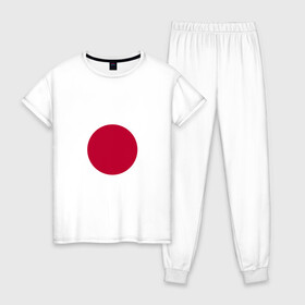Женская пижама хлопок с принтом Япония | Японский флаг в Петрозаводске, 100% хлопок | брюки и футболка прямого кроя, без карманов, на брюках мягкая резинка на поясе и по низу штанин | буква | герб | знак | печать императора | символ | символы | флаг | флаг японии | эмблема | эмблемма | япония | японский флаг