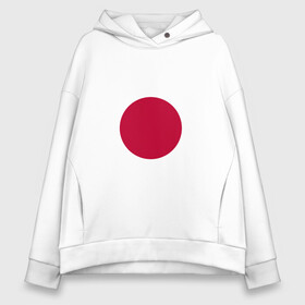 Женское худи Oversize хлопок с принтом Япония | Японский флаг в Петрозаводске, френч-терри — 70% хлопок, 30% полиэстер. Мягкий теплый начес внутри —100% хлопок | боковые карманы, эластичные манжеты и нижняя кромка, капюшон на магнитной кнопке | буква | герб | знак | печать императора | символ | символы | флаг | флаг японии | эмблема | эмблемма | япония | японский флаг