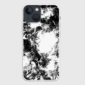 Чехол для iPhone 13 mini с принтом Абстракция в Петрозаводске,  |  | абстракция | безумие | вихрь | мазки | черное белое