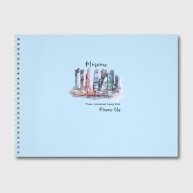 Альбом для рисования с принтом Москва-Сити в Петрозаводске, 100% бумага
 | матовая бумага, плотность 200 мг. | Тематика изображения на принте: город | москва | набережная | сити