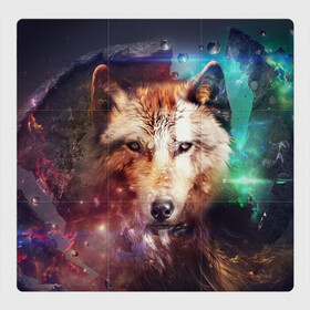 Магнитный плакат 3Х3 с принтом Грозный Волк в Петрозаводске, Полимерный материал с магнитным слоем | 9 деталей размером 9*9 см | Тематика изображения на принте: волк | грозный волк | дикий зверь | зверь | рисунок | хищник