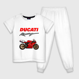 Детская пижама хлопок с принтом DUCATI / ДУКАТИ / MOTOSPORT в Петрозаводске, 100% хлопок |  брюки и футболка прямого кроя, без карманов, на брюках мягкая резинка на поясе и по низу штанин
 | ducati | motorcycle | motosport | racing | speed | sport | байк. | гонки | двигатель | дукати | мото | мотокросс | мотоспорт | мототриал | мотоцикл | скорость | спорт