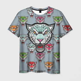 Мужская футболка 3D с принтом Леопард в Петрозаводске, 100% полиэфир | прямой крой, круглый вырез горловины, длина до линии бедер | leopard | panthera | барс | большая кошка | животные | звери | кошки | леопард | морды | пантера | паттерн | пятна | хищники