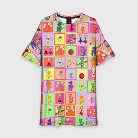 Детское платье 3D с принтом Хороший день в Петрозаводске, 100% полиэстер | прямой силуэт, чуть расширенный к низу. Круглая горловина, на рукавах — воланы | девочки | дружба | котики | разноцветный | рыбка | счастье | узор | цветочный | шарики
