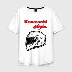 Мужская футболка хлопок Oversize с принтом KAWASAKI NINJA / КАВАСАКИ в Петрозаводске, 100% хлопок | свободный крой, круглый ворот, “спинка” длиннее передней части | kawasaki | motorcycle | motosport | ninja | racing | speed | sport | байк | гонки | двигатель | кавасаки | мото | мотокросс | мотоспорт | мототриал | мотоцикл | нинзя. | скорость | спорт